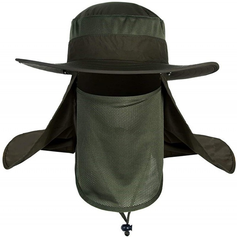 Sun Hats Men Women Fishing Sun Hat with Removable Neck Face Flap Sun Hat Waterproof Bucket Hat Breathable Mesh Boonie Hat - C...