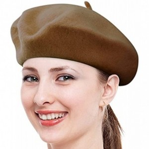 Berets Women Ladies Solid Painters Color Classic French Fashion Wool Bowler Beret Hat - Brown - CK12O3AZ7P0 $18.37