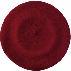 Berets Women Men Wool French Beret Solid Color Warm Beanie Hat Artist Painter Fancy Dress Costumes - Red - CV12ODWH9EO $9.58