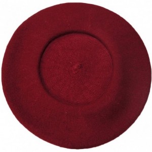 Berets Women Men Wool French Beret Solid Color Warm Beanie Hat Artist Painter Fancy Dress Costumes - Red - CV12ODWH9EO $9.58