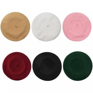 Berets Women Men Wool French Beret Solid Color Warm Beanie Hat Artist Painter Fancy Dress Costumes - Red - CV12ODWH9EO $9.58