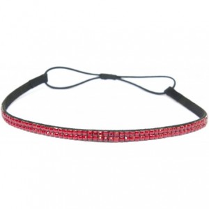 Headbands Two Row Rhinestone Elastic Stretch Headband Accessory - Red Thin Headband - CF11DDJYXO1 $20.75