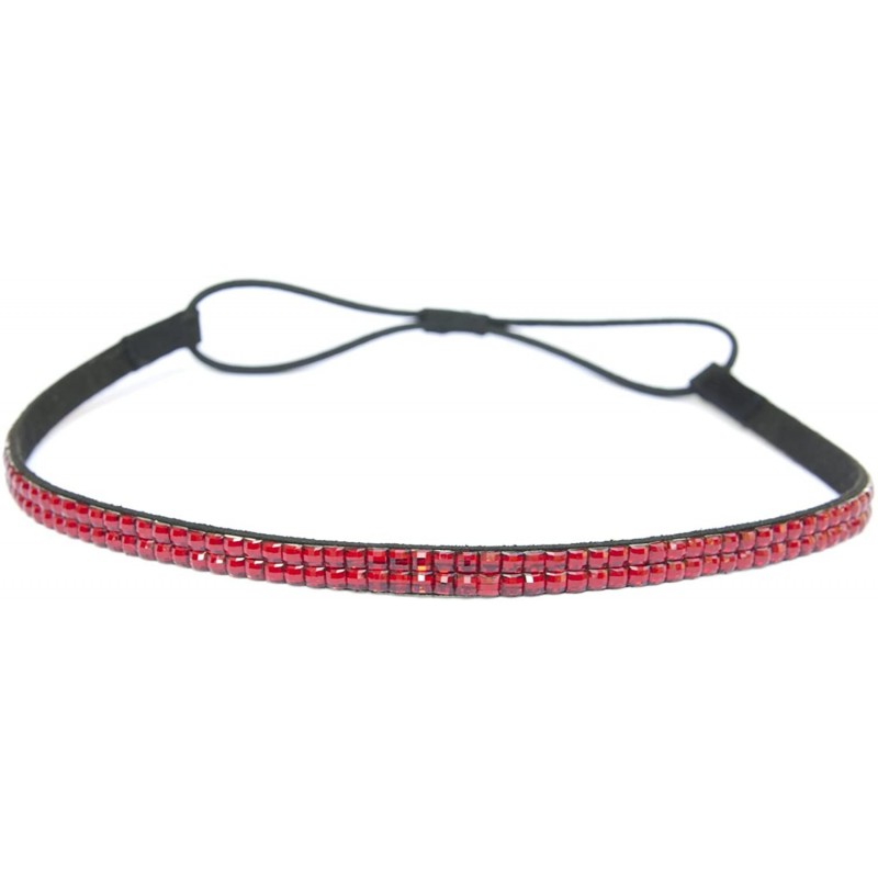 Headbands Two Row Rhinestone Elastic Stretch Headband Accessory - Red Thin Headband - CF11DDJYXO1 $10.38