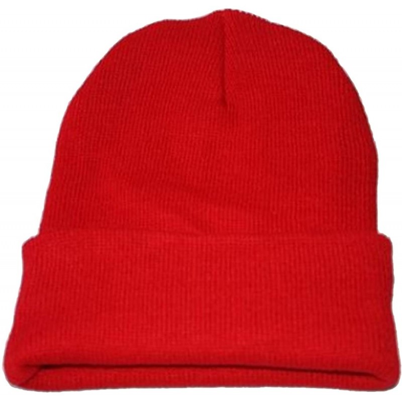 Skullies & Beanies Neutral Winter Fluorescent Knitted hat Knitting Skull Cap - Red - CD187W5ZHLT $9.09