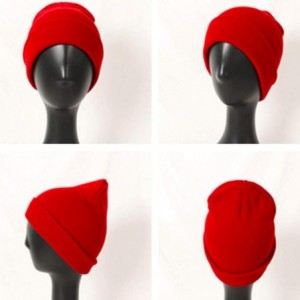 Skullies & Beanies Neutral Winter Fluorescent Knitted hat Knitting Skull Cap - Red - CD187W5ZHLT $9.09