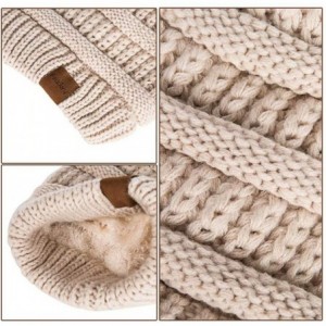 Skullies & Beanies Womens Winter Slouchy Beanie Hat- Knit Warm Fleece Lined Thick Thermal Soft Ski Cap with Pom Pom - CS18AZZ...