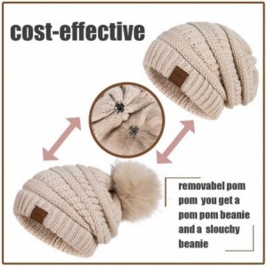 Skullies & Beanies Womens Winter Slouchy Beanie Hat- Knit Warm Fleece Lined Thick Thermal Soft Ski Cap with Pom Pom - CS18AZZ...
