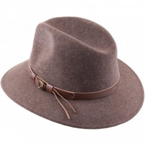 Fedoras Classique Traveller Wool Felt Fedora Hat Packable - Marron-chine - CG187IX0RGX $47.92