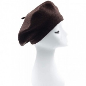 Berets Womens Classic Solid Color Knitted Wool French Beret - Coffee - CJ187NH24D4 $6.95