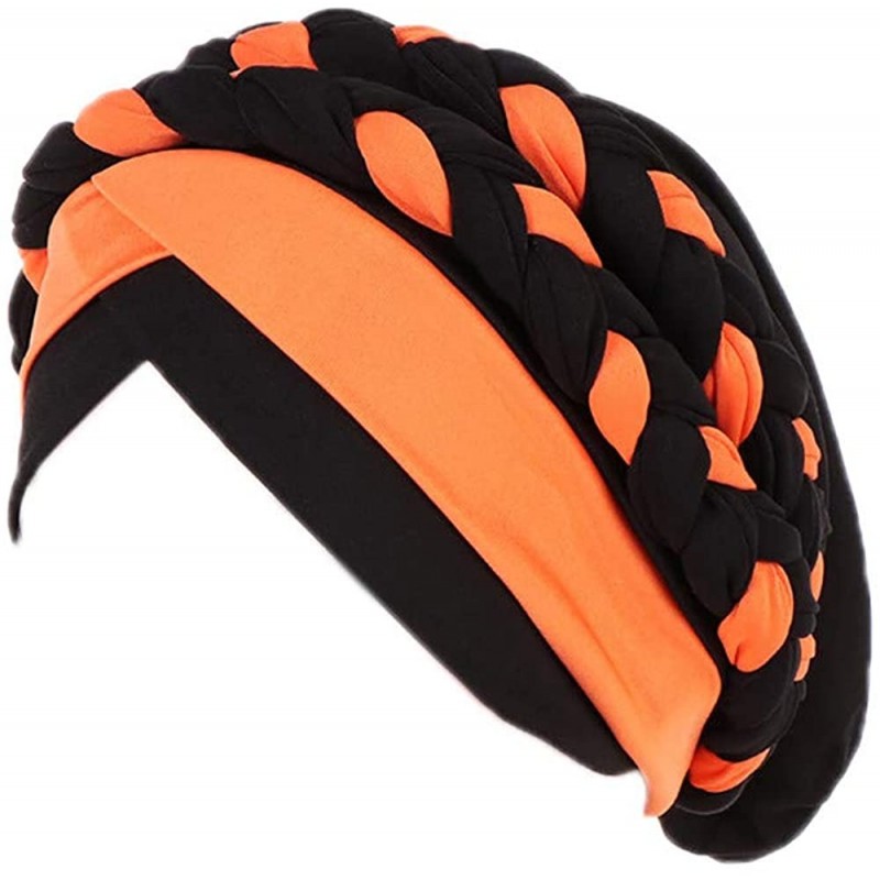 Skullies & Beanies Wearing India Hat Muslim Ruffle Wrap Cancer Chemo Amazing Soft Good Price - Orange - CK18L9GD7Y5 $9.40