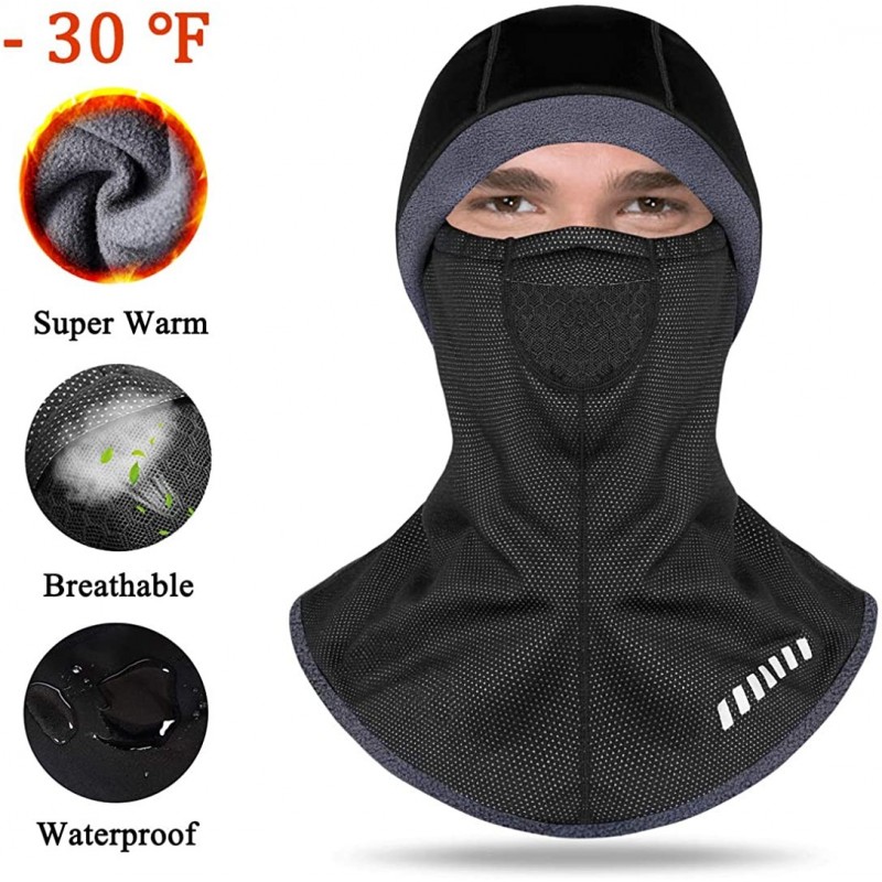 Balaclavas Balaclava Face Mask Ski Mask Cold Weather Hood Windproof Warm Thickened Black - Black - CP18I96LNUK $13.30