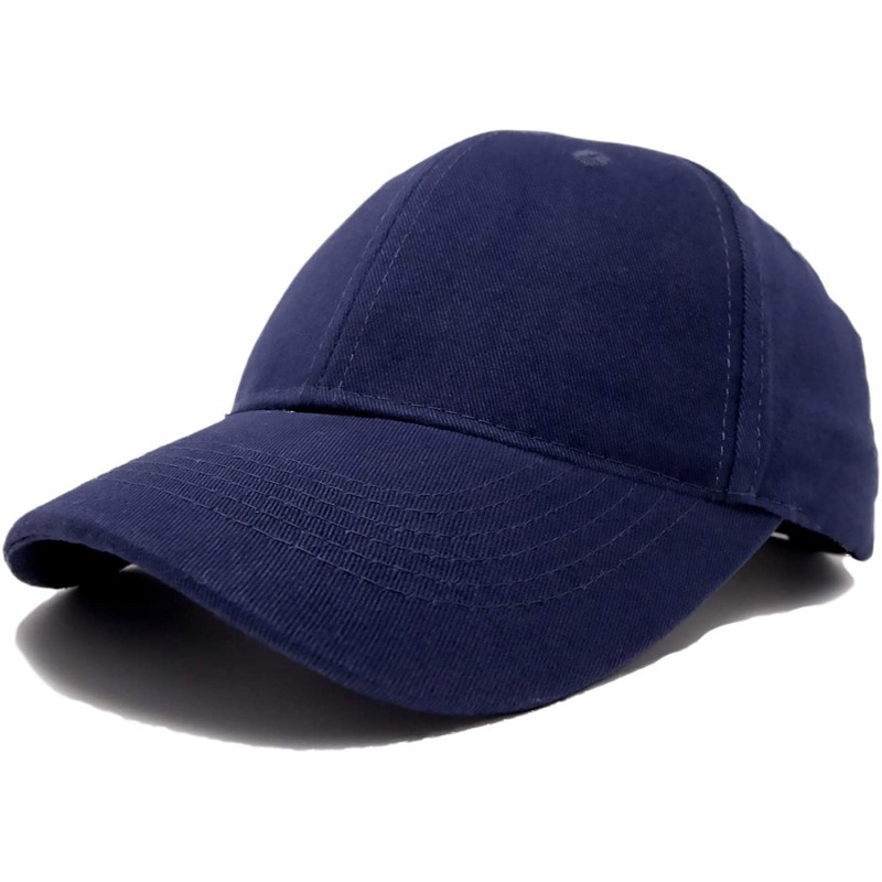 Baseball Caps Unisex Fine Brushed Cotton Cap Adjustable Hat with 6 Panels - Structured - Navy Blue - CL1195131E9 $18.88