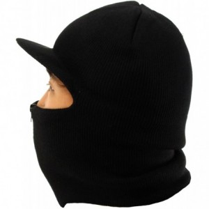 Balaclavas Winter Men's Visor 2ply Knit Zipper Up Zip Face Mask Balaclava Ski Snow Black - CN11HDIT52N $10.51