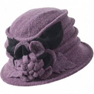 Bucket Hats Women Floral Wool Cloche Winter Hat - Purple - CI18IEOXDG8 $28.99