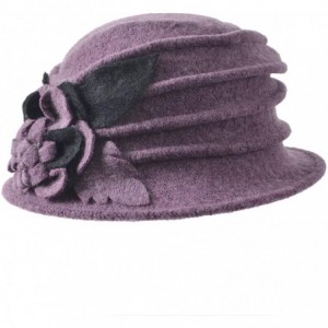 Bucket Hats Women Floral Wool Cloche Winter Hat - Purple - CI18IEOXDG8 $11.83