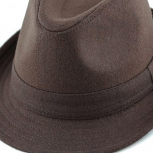 Fedoras Faux Suede Wool Blend Trilby Fedora Hats - Dark Brown Wool Blend - CM187769XM8 $14.00