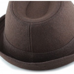 Fedoras Faux Suede Wool Blend Trilby Fedora Hats - Dark Brown Wool Blend - CM187769XM8 $14.00