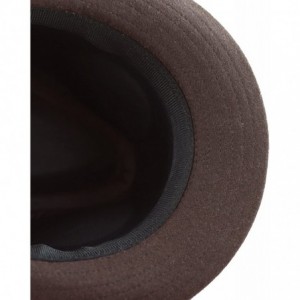 Fedoras Faux Suede Wool Blend Trilby Fedora Hats - Dark Brown Wool Blend - CM187769XM8 $14.00