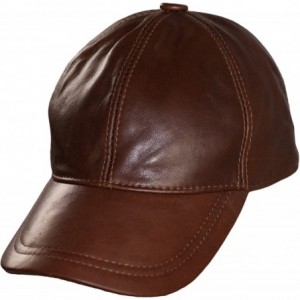 Baseball Caps Leather Baseball Cap Genuine Leather Peak Hat Unisex Trucker Hiphop - Light Brown - CV18NAZ0A5D $36.75