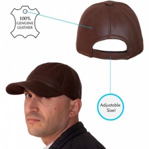 Baseball Caps Leather Baseball Cap Genuine Leather Peak Hat Unisex Trucker Hiphop - Light Brown - CV18NAZ0A5D $36.75