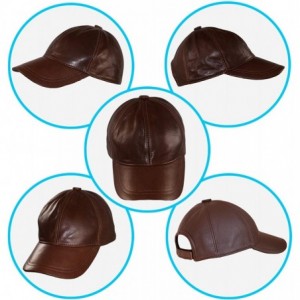 Baseball Caps Leather Baseball Cap Genuine Leather Peak Hat Unisex Trucker Hiphop - Light Brown - CV18NAZ0A5D $36.75