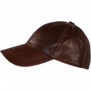 Baseball Caps Leather Baseball Cap Genuine Leather Peak Hat Unisex Trucker Hiphop - Light Brown - CV18NAZ0A5D $36.75