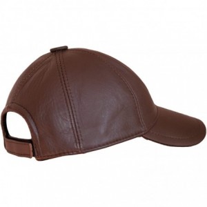 Baseball Caps Leather Baseball Cap Genuine Leather Peak Hat Unisex Trucker Hiphop - Light Brown - CV18NAZ0A5D $36.75