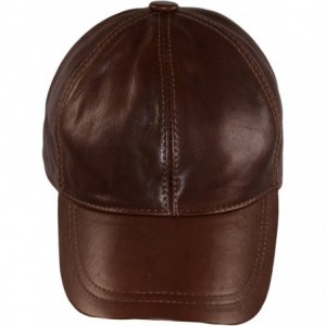 Baseball Caps Leather Baseball Cap Genuine Leather Peak Hat Unisex Trucker Hiphop - Light Brown - CV18NAZ0A5D $36.75