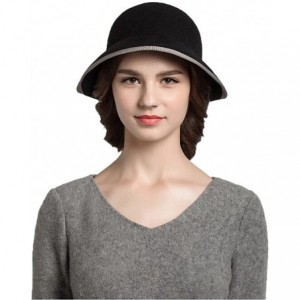 Fedoras Women's Bow Wool Felt Bowler Hat - Black - CL128NIYL07 $62.17