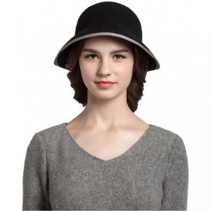 Fedoras Women's Bow Wool Felt Bowler Hat - Black - CL128NIYL07 $40.90