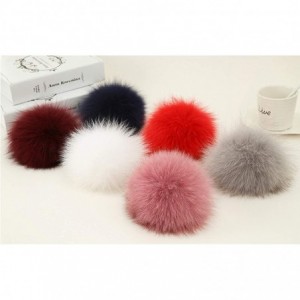 Skullies & Beanies Winter Knit Hat Kids Real Fur Pom Pom Warm Beanie Hat - Grey (Real Fox Fur) - CD18Y2D4GHR $26.07