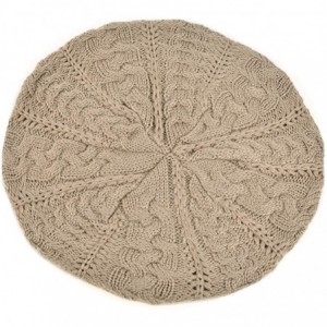 Skullies & Beanies Soft Lightweight Crochet Beret for Women Solid Color Beret Hat - One Size Slouchy Beanie - Tan - CJ18KED2K...