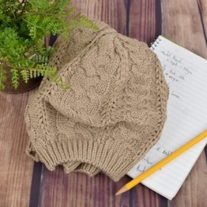 Skullies & Beanies Soft Lightweight Crochet Beret for Women Solid Color Beret Hat - One Size Slouchy Beanie - Tan - CJ18KED2K...