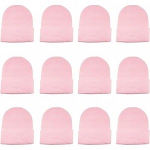 Skullies & Beanies Unisex Beanie Cap Knitted Warm Solid Color and Multi-Color Multi-Packs - 12 Pack - Light Pink - C018IQ03US...