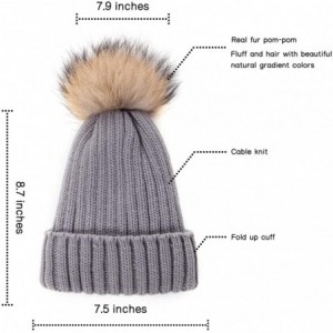 Skullies & Beanies Big Fur Pom Pom Hat - Winter Knit hat for Women Thick Warm Caps Skullies Beanies AH62 - Grey 62 - CA189LA4...