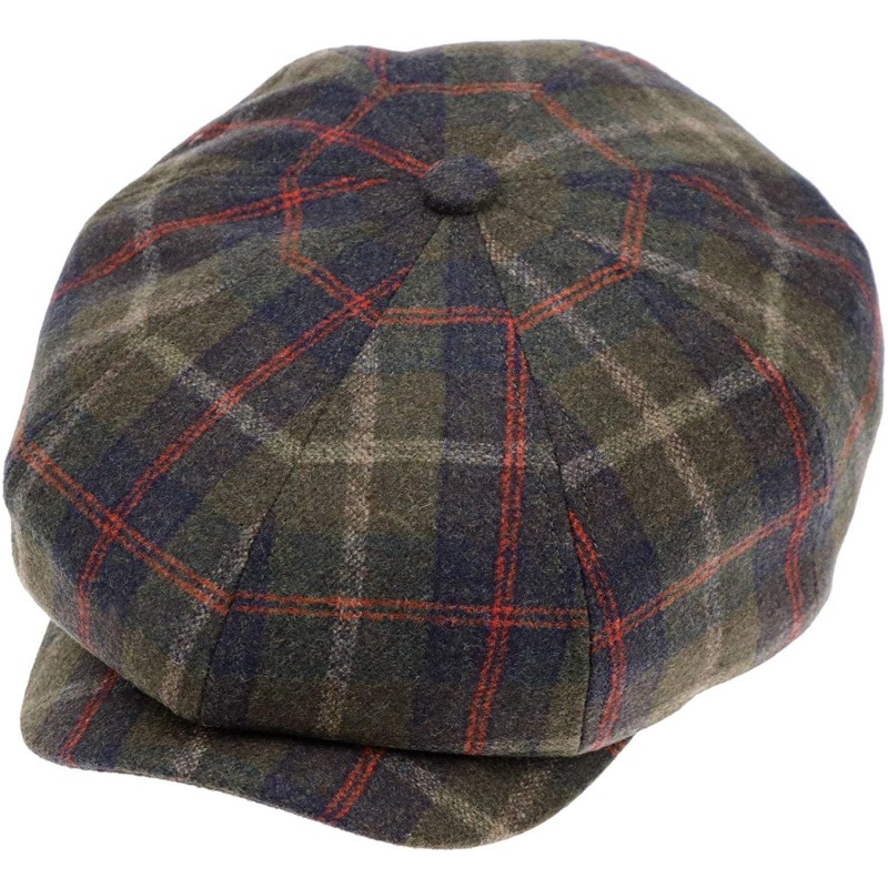 Newsboy Caps Newsboy Hats Men Flat Cap Gatsby Snap Classic Herringbone Twill Vintage 8 Panel Hat - Dark Brown Plaid(6040 - C4...