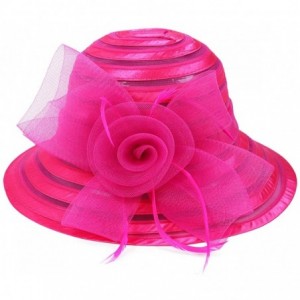 Sun Hats Sweet Cute Cloche Oaks Church Dress Bowler Derby Wedding Hat Party S606-A - Floral Rose - CI12DFSH9HR $21.15