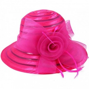 Sun Hats Sweet Cute Cloche Oaks Church Dress Bowler Derby Wedding Hat Party S606-A - Floral Rose - CI12DFSH9HR $21.15