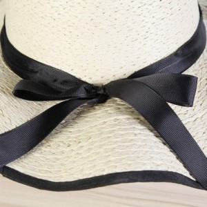 Sun Hats Womens Fashion Sun Hat Summer Beach Bowknot Wide Brim Flodable Packable Outdoor Sunscreen Straw Hat - White - CI18W9...