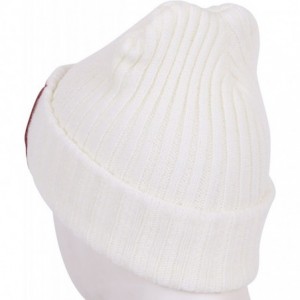 Skullies & Beanies Howel's Stitched Logo Fold-Over Ribbed Stretch Knit Skully Beanie Hat - Ivory - C7125HJAMJ3 $14.90