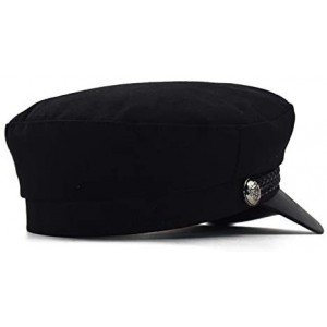 Newsboy Caps Women Fisherman-Beret-Newsboy Cap Cotton Fiddler Captain-Sailor Hat Yacht - Black - CS18YHC02OI $11.52