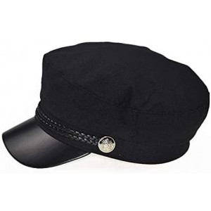 Newsboy Caps Women Fisherman-Beret-Newsboy Cap Cotton Fiddler Captain-Sailor Hat Yacht - Black - CS18YHC02OI $11.52