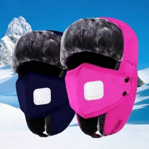 Skullies & Beanies New Winter Trapper Hat Ushanka Russian Style Cap with Ear Flap Chin Strap and Windproof Mask - Black - C21...
