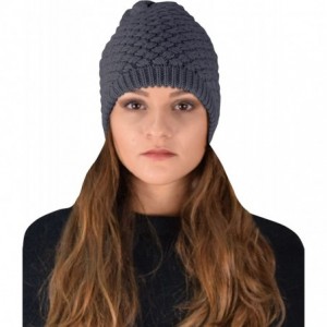 Skullies & Beanies Thick Crochet Knit Quilted Double Layer Beanie Slouchy Hat - Blue - C712N307OFE $13.44