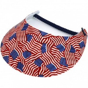 Visors Patriotic USA Flag Design Elastic String Coil Foam Sun Visor - B - CQ18RY3ZNKN $22.37