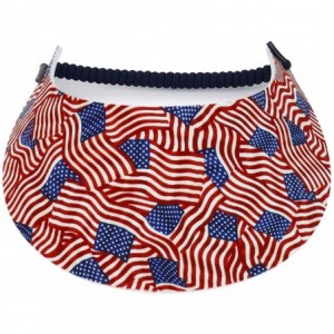 Visors Patriotic USA Flag Design Elastic String Coil Foam Sun Visor - B - CQ18RY3ZNKN $12.36