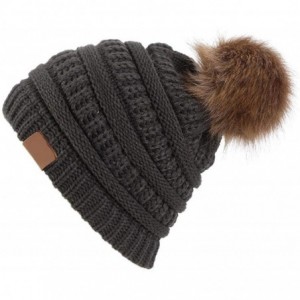 Skullies & Beanies Winter Warm Men Women Comfortable Warm Hair Ball Cap Solid Knitted Hat - Dark Gray - C21936LXL57 $21.33