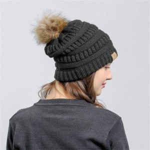 Skullies & Beanies Winter Warm Men Women Comfortable Warm Hair Ball Cap Solid Knitted Hat - Dark Gray - C21936LXL57 $21.33