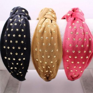 Headbands Bohemian Velvet Center Knot Hairband With Gold Star Stamping Handmade Headband-Yellow - Yellow - CK192HUEZHC $14.66