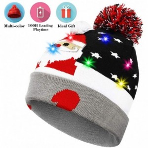 Skullies & Beanies Light Up Hat Beanie LED Ugly Xmas Party Beanie Cap Flashing Christmas Hat Knitted Cap for Women Kids - CF1...